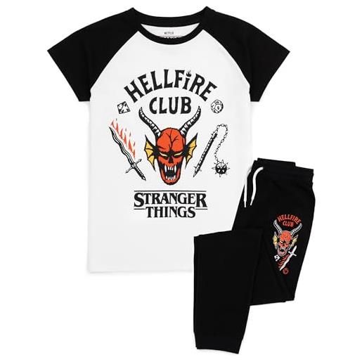 Stranger Things bambini pigiama | unisex hellfire club outfit eddie eleven mike dustin max membri t-shirt loungepants co-ord pjs set | merchandising delle serie netflix