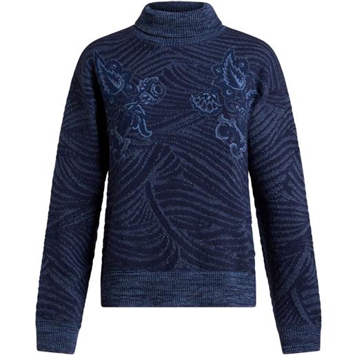 ETRO maglione jacquard a collo alto - blu
