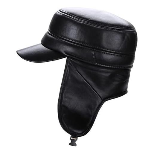 TANIDA cappello invernale impermeabile for paraorecchie, cappello invernale in pelle da aviatore, paraorecchie, berretto da baseball antivento, cappello da caccia caldo ( color: schwarz , size: 59-60cm )