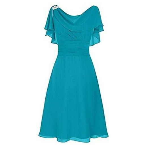 Surfiiy Donna abito da cerimonia chiffon eleganti abito da sposa senza spalla vestiti da donna elegante vestito per matrimonio cocktail banchetto blu