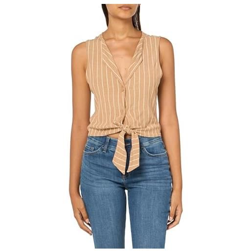 Volcom gilet da donna coco ho gessato con bottoni sul davanti, moka, m