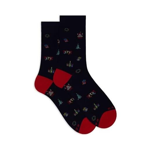 Gallo calze corte uomo blu fantasia mix natalizio