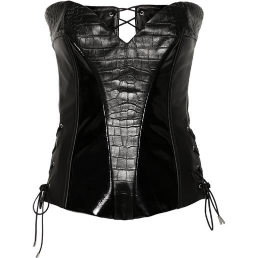 MITILIANE COUTURE corsetto con effetto coccodrillo - nero