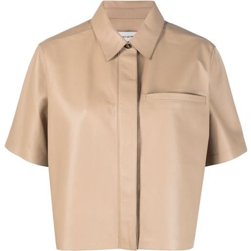 Yves Salomon camicia a maniche corte - toni neutri