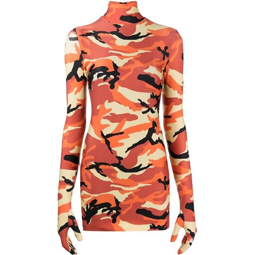 VETEMENTS abito corto con stampa camouflage - arancione