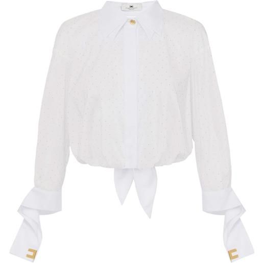 Elisabetta Franchi camicia in popeline con strass - bianco