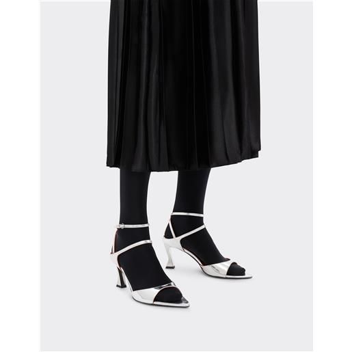 Ferrari sandalo slingback in pelle specchiata - female scarpe con tacco silver 36