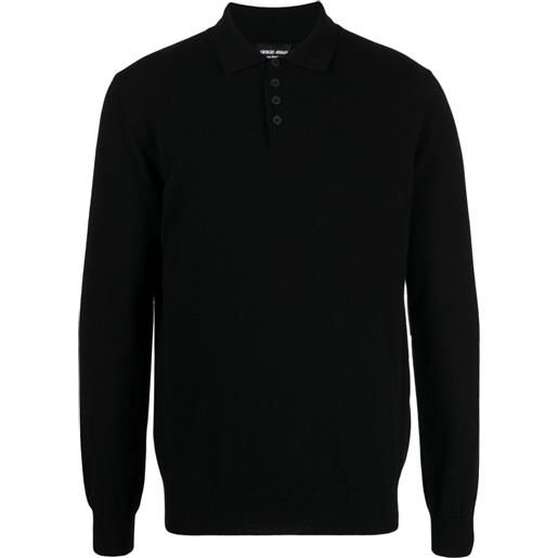 Giorgio Armani polo-collar cashmere jumper - nero