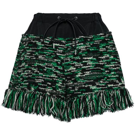 sacai shorts con frange - verde