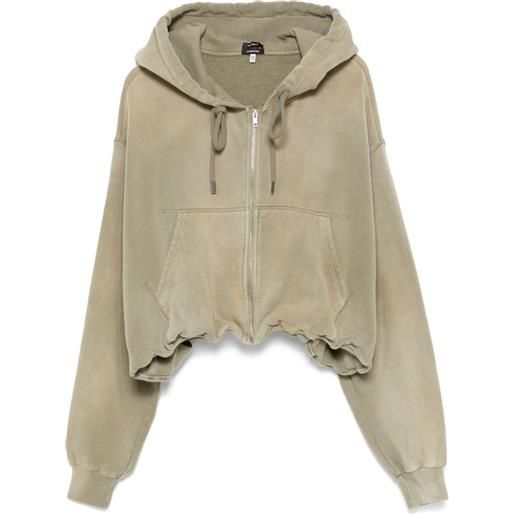 R13 felpa crop con cappuccio - verde