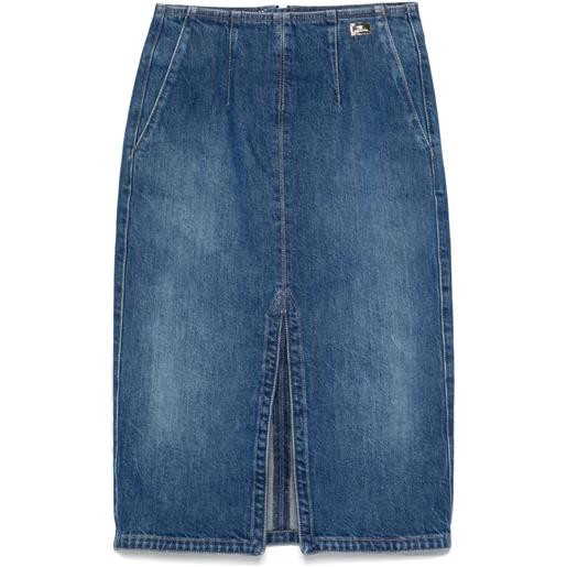 Elisabetta Franchi gonna midi con spacco - blu
