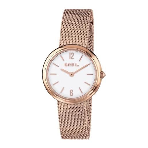 Breil orologio tw1778 donna iris quadrante mono-colore bianco movimento solo tempo - 2 lancette quarzo e mesh acciaio colorato rosa