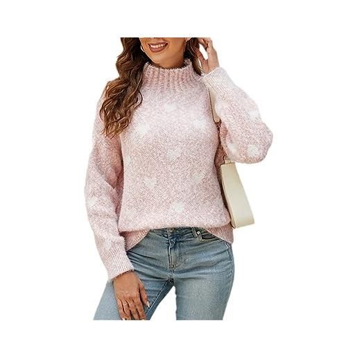 Generic autunno e inverno dolcevita maglione donna casual maglia manica lunga top moda pullover elegante nuova maglieria, rosa, m