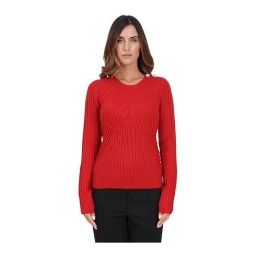 Liu Jo Jeans liu jo maglione rosso a girocollo con bottoni gioiello da donna l