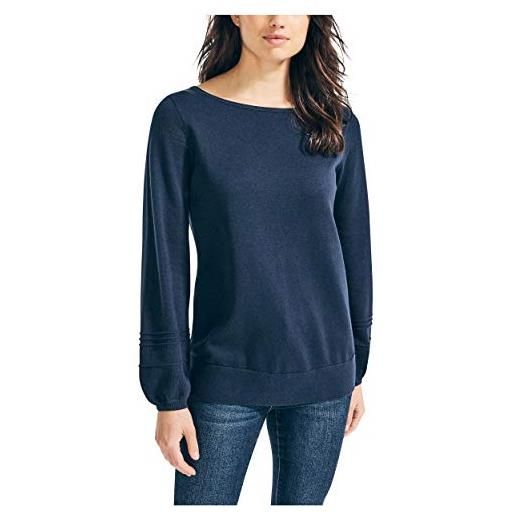Nautica maglione classico da donna in morbido cotone con scollo a barca, marina marina, medium