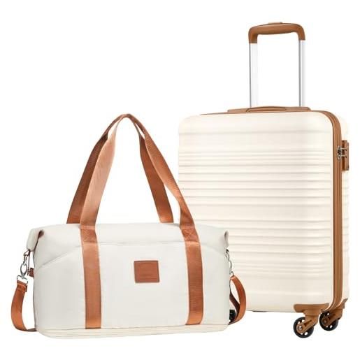 COOLIFE easy. Jet trolley bagaglio a mano 55x40x20 e borsone da viaggio 30l(45x36x20cm) set di valigie, valigia bagaglio a mano, chiusura a combinazione laterale con tsa