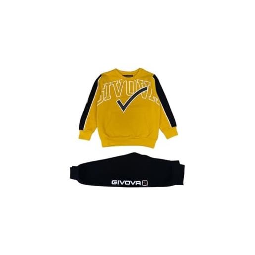 GIVOVA tuta giro collo per bambino in felpa invernale in vari modelli, completo maschile sportivo adatto per la palestra calcio e tempo libero. (51t00007 giallo, 3 anni)