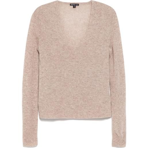 James Perse maglione soft featherweight in cashmere con scollo a v - marrone