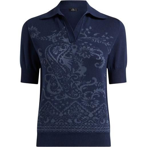 ETRO polo con stampa paisley jacquard - blu