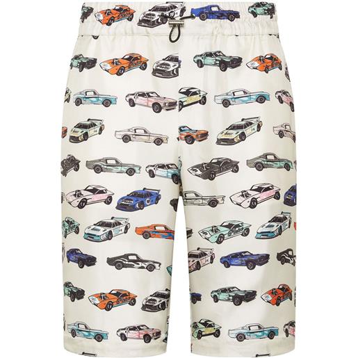 Philipp Plein shorts cool kid cars racing - bianco