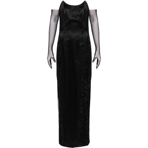 BAZZA ALZOUMAN abito da sera senza spalline con strass - nero