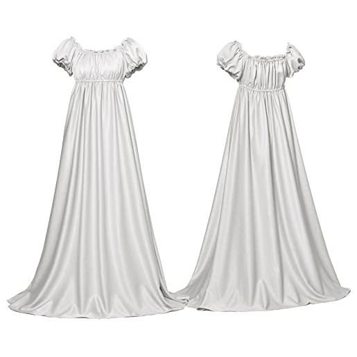 Gooyeh abito da ballo vittoriano da donna medievale regency vintage per gala festival party artistico con nastro ruffle e maniche a sbuffo