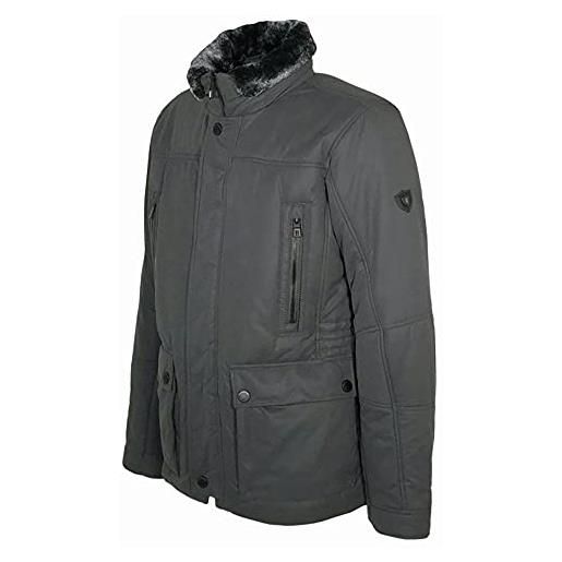 SEA BARRIER giaccone pesante con pelo al collo estraibile invernale in alcantara imbottito uomo profumatore saggio omaggio grigio xxl