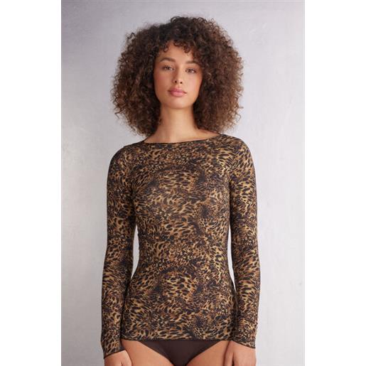 Intimissimi maglia manica lunga modal ultralight con cashmere always glamorous marrone