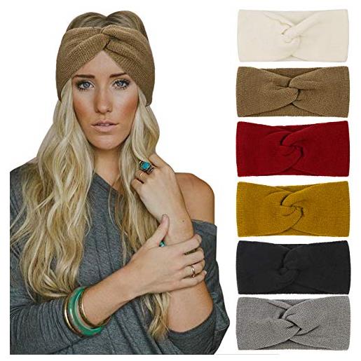DRESHOW 6 pezzi fasce per capelli tessuto di lana turbante fascia da donna invernale accessori cerchietti per donna ragazze