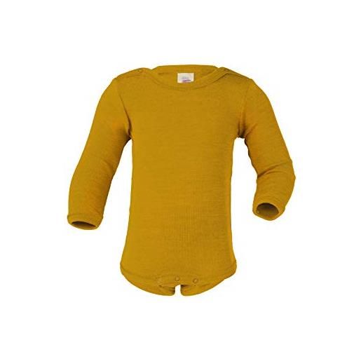 Engel - body a maniche lunghe in lana vergine biologica e seta per bambini, zafferano, 86/92 cm