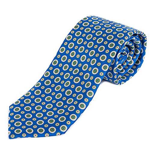 SansPlomb cravatta in seta di prima qualità, stampata con disegno classico - 100% made in italy (blue)