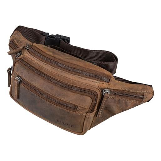 Marsupio In Vera Pelle Di Bufalo - Modello Vintage Unisex Con Tracolla Regolabile | Nero E Marrone - Foto 11