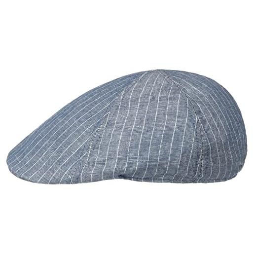 LIPODO coppola in lino classic stripes uomo - berretto cappello piatto cotton cap con visiera, visiera estate primavera/estate - m (57-58 cm) denim