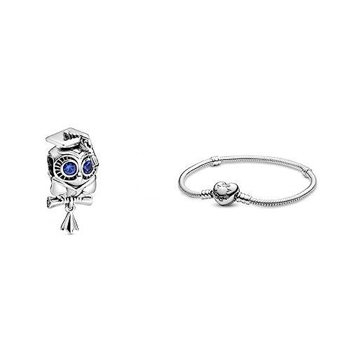 Pandora abalorio 798907c01 buho graduado. & pulsera 590719-18 corazón san valentín