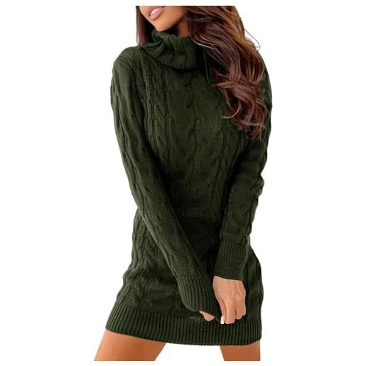 Ebifin abito pullover donna vestito invernale vestiti a collo alto elegante abito linea pullover a manica lunga maglioni lungo elastico autunno. , bianco, l