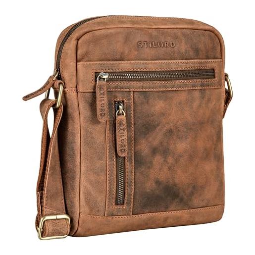 STILORD 'vince' borsello in pelle grande uomo borsa a tracolla stile vintage per tablet da 10,1 pollici messenger da viaggio in cuoio, colore: aneto - marrone