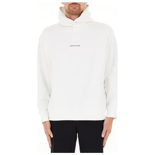 Armani Exchange felpa da uomo the grid, sustainable, con logo stampato lettering hooded off white, m, bianco sporco, m
