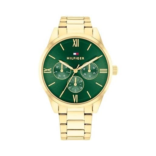 Tommy Hilfiger orologio analogico multifunzione al quarzo da donna con cinturino in acciaio inossidabile di colore dorato - 1782746