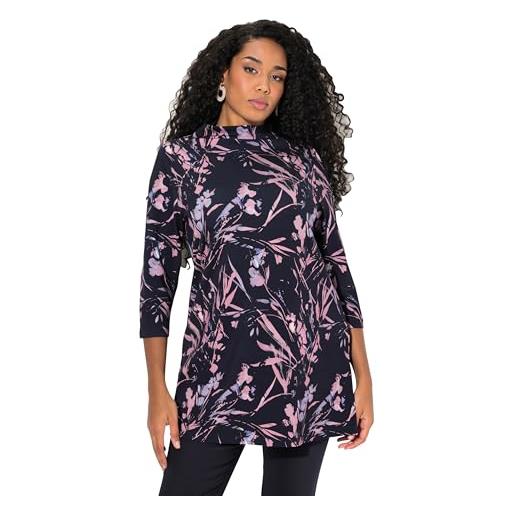 Ulla Popken felpa dal taglio oversize a palloncino con collo alto e maniche a 3/4 blu notte scuro 42+ 832445120-42+