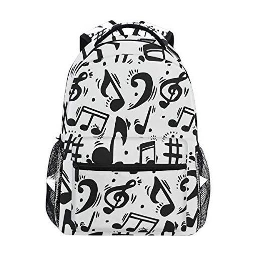Note Musicali Nero Modello Leggero Zaino per College Viaggi Scuola Bookbag Casual Daypack per Uomini e Donne, Multicolore, Taglia unica