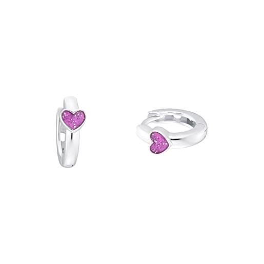 Orecchini Bimba Oro Orecchini A Cerchio Con Cuore Per Bambine - Argento 925, Ipoallergenici, Con Cristalli E Mini Cuori Orecchini Cerchio Cuori Bambine