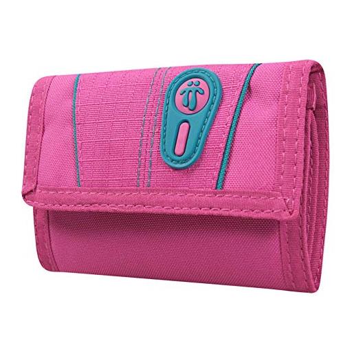 Totto - portafoglio ragazzi, modello uba, con sistema blocco rfid, con 10 organizer, portafoglio e porta carte, dimensioni compatte, chiusura con patta con velcro, versatile e resistente, colore rosa
