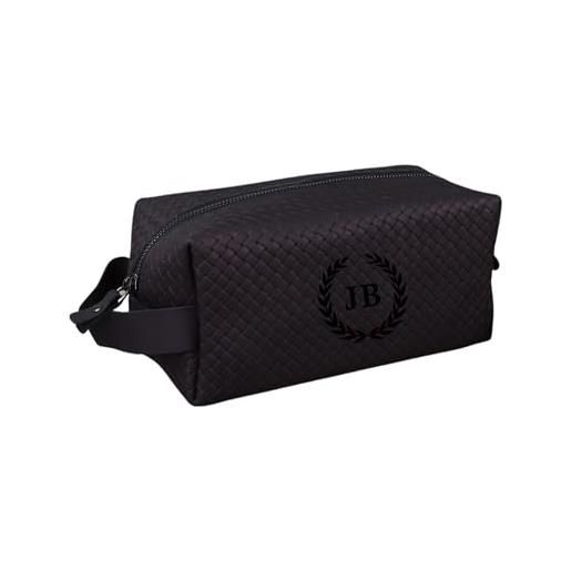 Blade borsa da toilette in vera pelle fatta a mano doppio kit uomo borsa cosmetica borsa regalo per lui - tobacco, nero/2