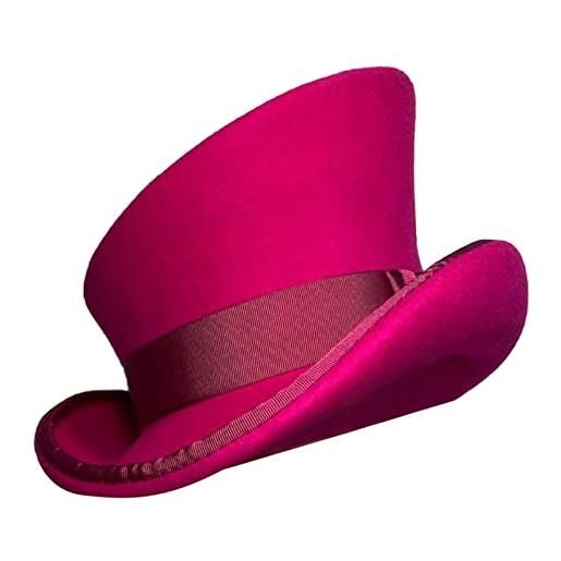 Generisch cappelli per grandi teste uomo cilindro asimmetrico cappello di lana donna uomo cappello unisex cappello steam punk cappello cilindro moda cappello decorativo cappello caldo paraorecchie, rosa