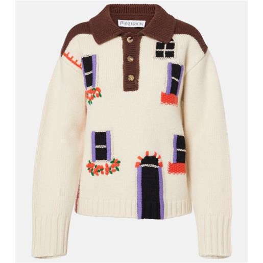 JW Anderson polo in lana con intarsi