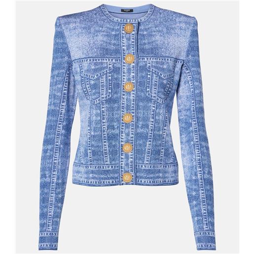 Balmain cardigan trompe lâoeil in jacquard