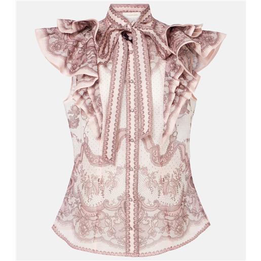 Zimmermann top crush in lino e seta con volant