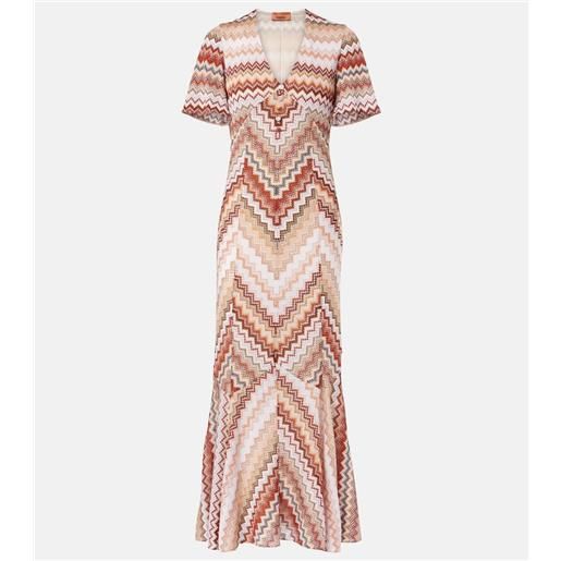 Missoni abito lungo in lamã© a zig-zag