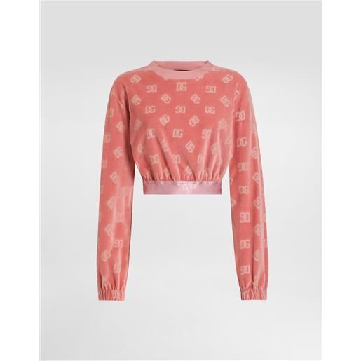 Dolce & Gabbana felpa corta in ciniglia jacquard logo dg