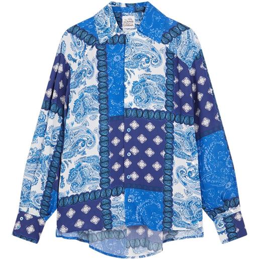 Donde Esteban camicia con stampa patchwork - blu